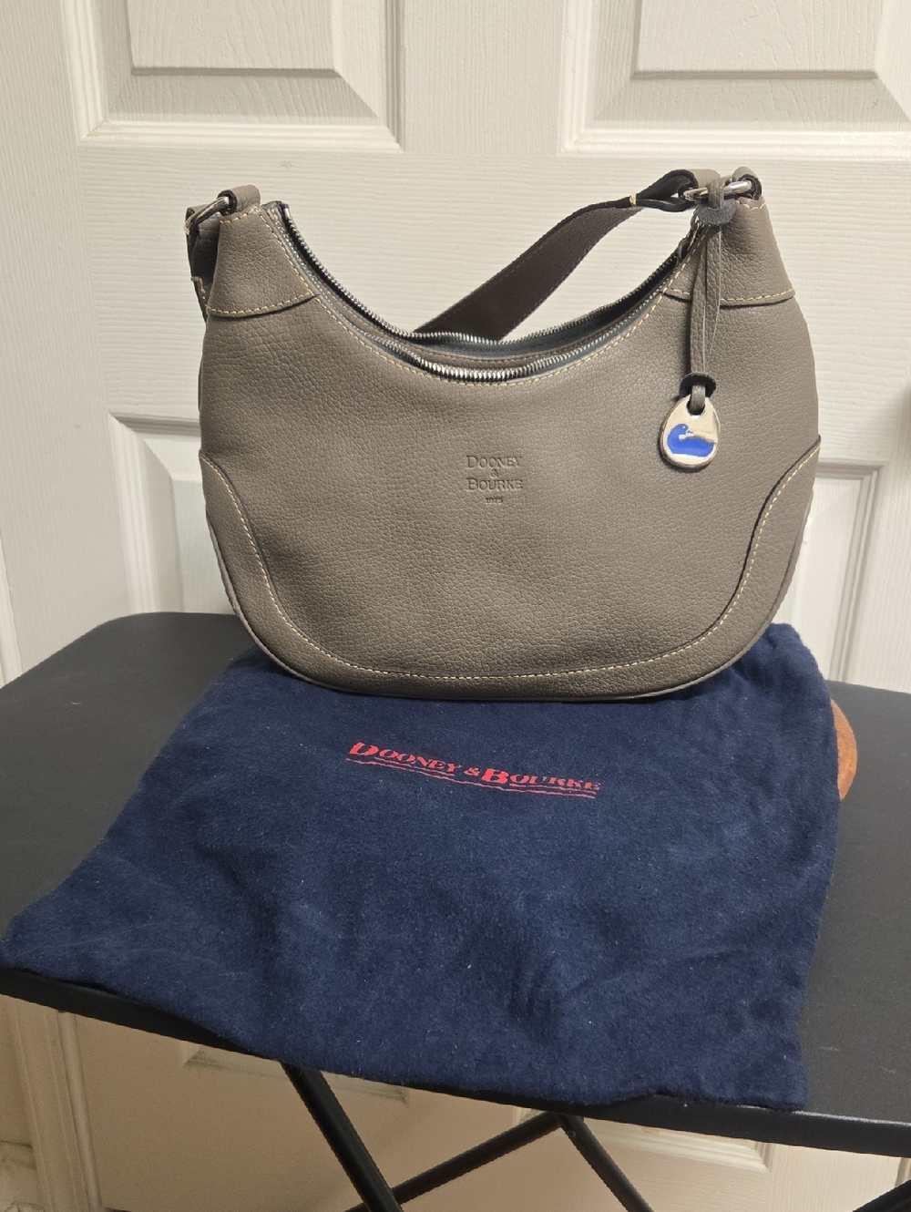 Dooney & Bourke Taupe Pebbled Leather Shoulder Bag